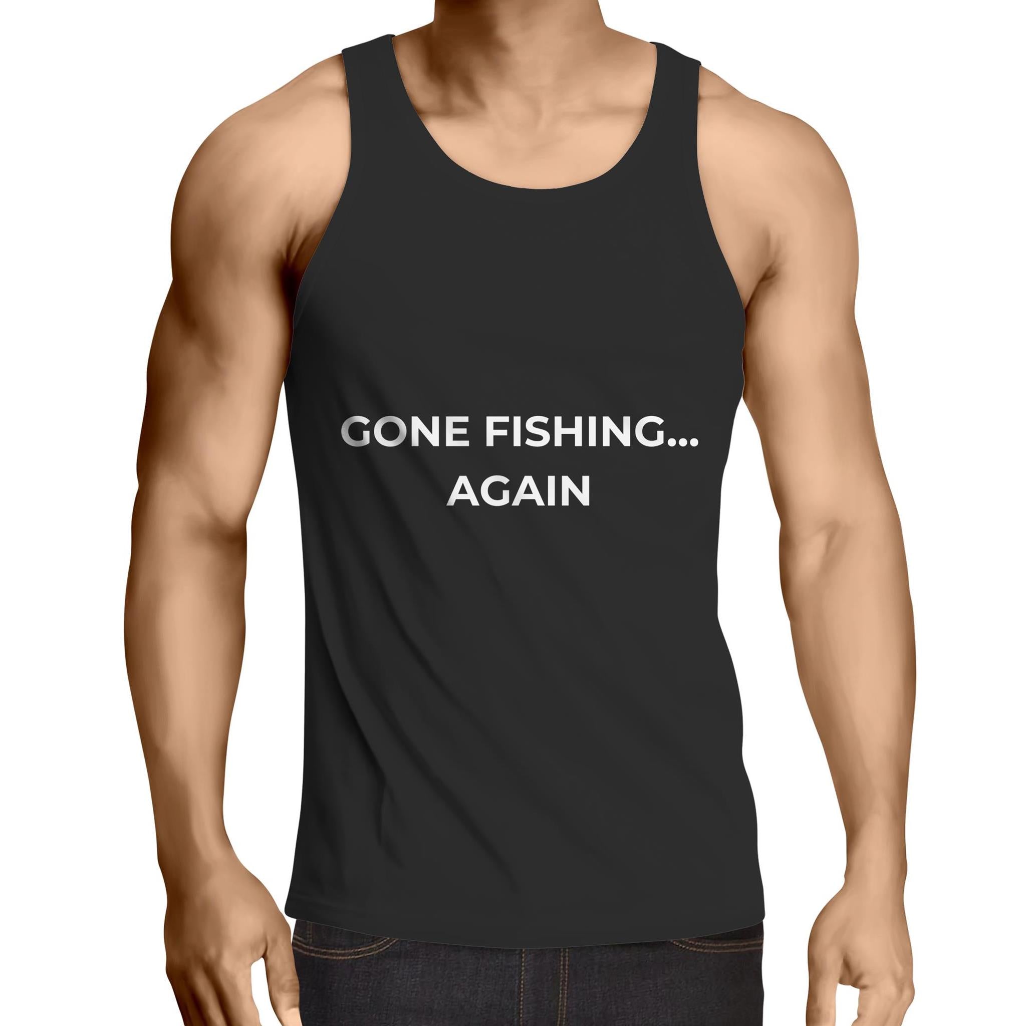 Gone Fishing Again Lowdown - Mens Singlet Top