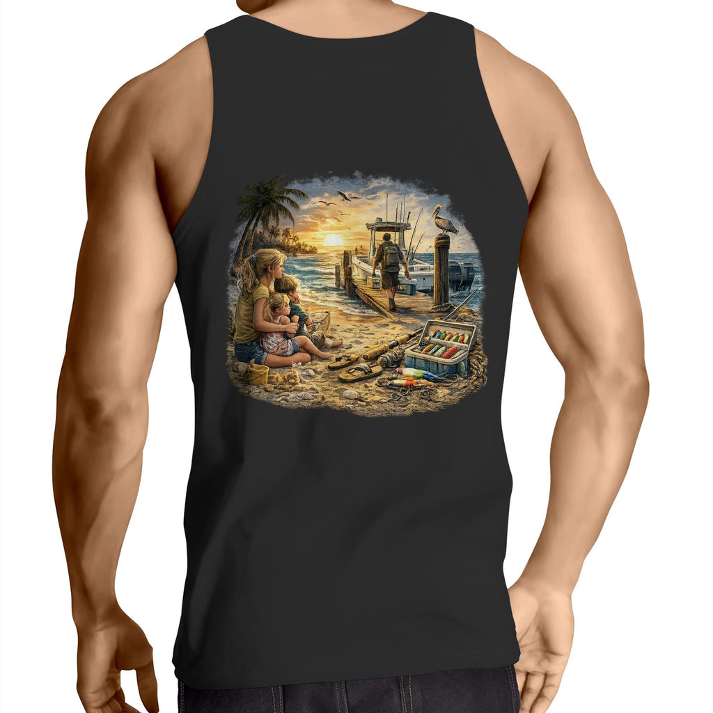 Gone Fishing Again Lowdown - Mens Singlet Top