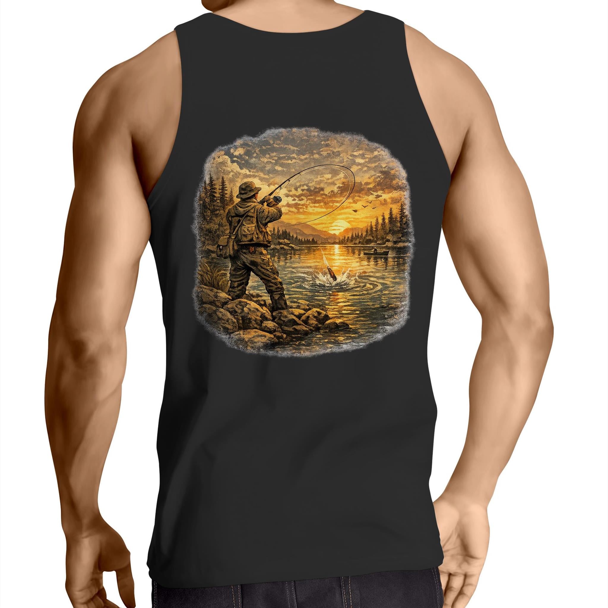 One More Cast Lowdown - Mens Singlet Top